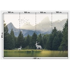 Фотообои / флизелиновые обои 3D белые олени 4 x 2,7 м Photostena