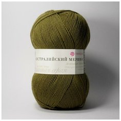 Пряжа Пехорка Австралийский меринос 423 болотный 95% мериносовая шерсть, 5% акрил 100гр 400м 5 шт