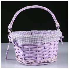 Корзина «Клеточка», 22×12/30 см, ива, ткань 3900396 Сима ленд