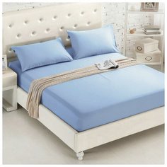 Простыня Nova Сатин, 160x220 см, голубой