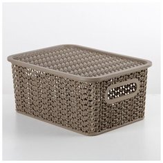 Корзина с крышкой 3 л "Вязь", цвет капучино 4390924 Violet