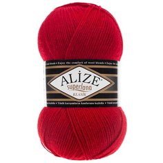 Пряжа для вязания Ализе Superlana klasik (25% шерсть, 75% акрил) 5х100г/280м цв.056 красный Alize