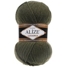 Пряжа для вязания Ализе LanaGold (49% шерсть, 51% акрил) 5х100г/240м цв.029 хаки Alize