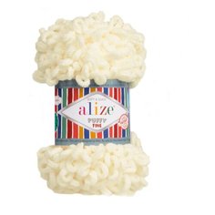 Пряжа для вязания Ализе Puffy Fine (100% микрополиэстер) 5х100г/14м цв.062 св.молочный Alize