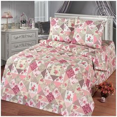 Комплекты постельного белья (кпб) бязь Лоскутная мозаика розовый 2.0- спальный "Евро Артпостель