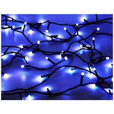 Светодиодная гирлянда нить объемная, 180 RGB LED ламп (меняющих цвет), 13,5м+3м, черный PVC провод, таймер, уличная, Kaemingk