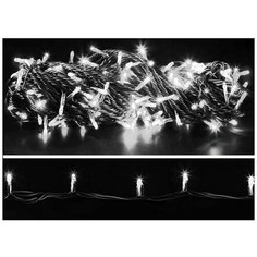 Светодиодная гирлянда лунное мерцание, 200 белых мерцающих LED ламп, 20+1,5 м, зеленый провод, коннектор, уличная, Торг-Хаус