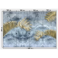 Фотообои / флизелиновые обои Золотые листья на голубом фоне 4 x 2,7 м Photostena