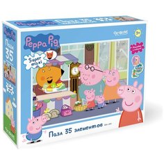 Пазл super maxi Peppa Pig "Прогулка по рынку", 35 элементов (+ наклейки) Origami