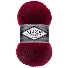 Пряжа для вязания Ализе Superlana maxi (25% шерсть, 75% акрил) 5х100г/100м цв.390 т. красный Alize