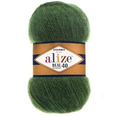 Пряжа для вязания Ализе Angora Real 40 (40% шерсть, 60% акрил) 5х100г/480м цв.563 т. зеленый Alize