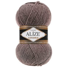 Пряжа для вязания Ализе LanaGold (49% шерсть, 51% акрил) 5х100г/240м цв.240 коричневый меланж Alize