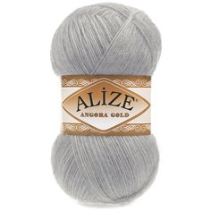 Пряжа для вязания Ализе Angora Gold (20% шерсть, 80% акрил) 5х100г/550м цв.021 серый Alize
