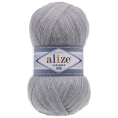 Пряжа для вязания Ализе LanaGold 800 (49% шерсть, 51% акрил) 5х100г/800м цв.684 пепельный меланж Alize