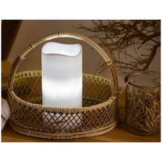 Свеча-проектор звёздный вальс, белая, 4 тёплых белых LED-огня, 15 см, таймер, батарейки, Kaemingk