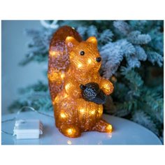 Светящаяся фигурка бельчонок С жёлудем, цветной акрил, 30 холодных белых LED ламп, 27 см, уличный, Kaemingk