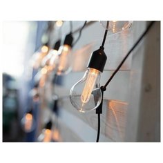 Электрогирлянда-бахрома уютные лампочки, 20 экстра-тёплых белых LED-ламп, 9.5+5 м, коннектор, черный провод, уличная, Kaemingk