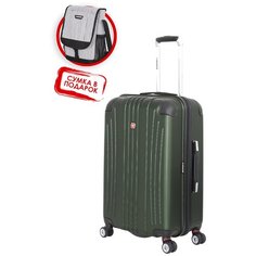 Чемодан WENGER Ridge, цвет зелёный , АБС- пластик, 42х28х65см , 60л + сумка Wenger MR-6171646165. pod