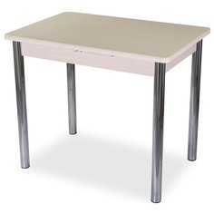 Стол кухонный Домотека Румба ПР-М КМ 02, раскладной, ДхШ: 88 х 60 см, длина в разложенном виде: 125 см, 06/МД бежевый/молочный дуб 02 хром