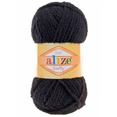 Пряжа ALIZE Softy (100% микрополиэстер) (60 черный) 5 шт