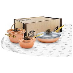 Набор посуды Кольчугинский мельхиор "Кукуруза", медный, 3 предмета