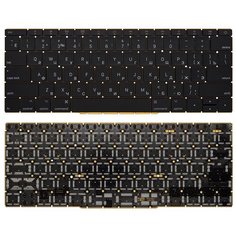 Клавиатура для ноутбука Apple MacBook Pro 13" A1708 черная с подсветкой V.2