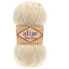 Пряжа Alize Baby Best 100г 240м (10% бамбук, 90% акрил) с эффектом АНТИПИЛЛИНГ (62 светло-молочный) 5 шт