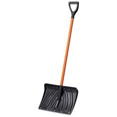 Лопата снег. Пластм. "Крепыш" 440 Х 315 ММ (5) С метал.черенком И ручкой, С МЕТ. Пластиной "цикл" Cycle