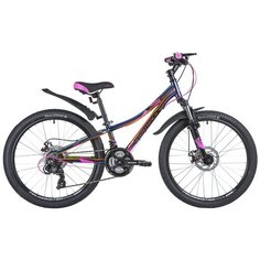 Подростковый горный (MTB) велосипед Novatrack Katrina 24 Disc (2020) металлик фиолетовый 10" (требует финальной сборки)