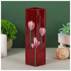 Ваза Evis "Тюльпаны на красном" 21х5,5х5,5 см 0,32 л