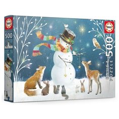 Пазл Educa 500 деталей: Снеговик и его друзья. Сара Самерс
