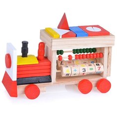 Каталка "Паровозик" с конструктором Щепочка