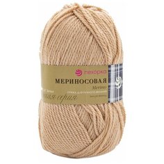 Пряжа Пехорка Мериносовая, 50 % мериносовая шерсть, 50 % акрил, 100 г, 200 м, 10 шт., 124 песочный