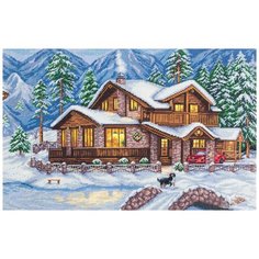 PANNA Набор для вышивания бисером и нитками Горное шале 41 x 28 см (PS-1990)