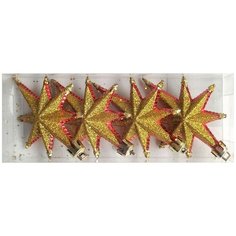 Набор елочных украшений Волшебная страна "Звезды", 005645, золотой, 4 шт