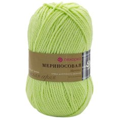 Пряжа Пехорка Мериносовая, 50 % мериносовая шерсть, 50 % акрил, 100 г, 200 м, 10 шт., 193 светло салатовый