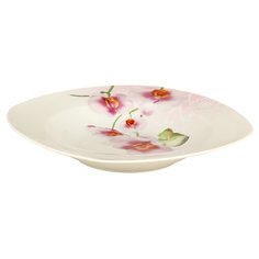 Коралл Тарелка суповая Орхидея 21.5 x 21.5 см белый/розовый