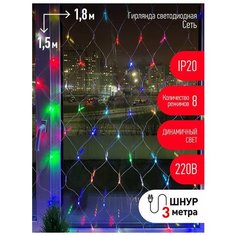 Гирлянда сетка на окно 1,5Х1,8 м (Эра) ERA