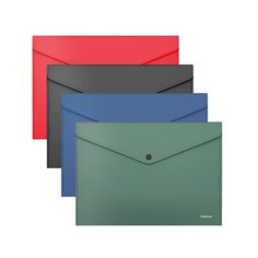 Папка-конверт на кнопке пластиковая ErichKrause Fizzy Classic, непрозрачная, А4, ассорти 50179