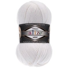Пряжа Alize Superlana Midi, 25 % шерсть, 75 % акрил, 100 г, 170 м, 5 шт., 55 белый