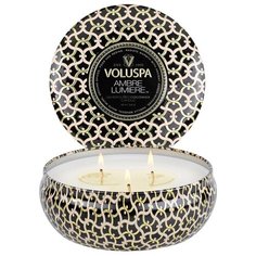 VOLUSPA Ароматическая свеча Ambre Lumiere (амбрэ люмьер) свеча в алюминиевом подсвечнике с 3 фитилями 340г
