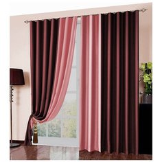 Портьеры Калипсо из двухсторонней ткани Blackout для гостиной, спальни, зала, бордо, 180*270 см. Реалтекс