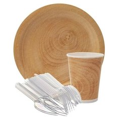 Набор однораз.стол.приборов, 18 шт.в уп. (по 6 вилок, стол.ложек, ножей) /30 Пикничок