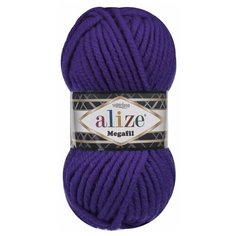 Пряжа Alize Superlana Megafil, 25 % шерсть, 75 % акрил, 100 г, 55 м, 5 шт., 388 пурпурный