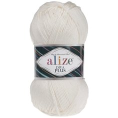 Пряжа Ализе Diva Plus цв.062 св.молочный Alize