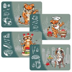Салфетка сервировочная "тигр кайфолов" 41*26 СМ (ПВХ) "мультидом" MT88-404