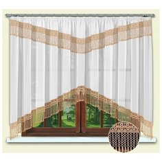 Короткие занавески Зенобия на кухню, дачу, тюль-вуаль, персик, 300*160 см. Реалтекс