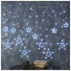 Гирлянда Luazon Lighting Бахрома, 2,4*0,9 м, "Звезды", 138 LED, свечение белое, 8 режимов, 220 V (BH.DECOR.IP20.220.06.29.1.02)