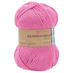 Пряжа Пехорка Мериносовая, 50 % мериносовая шерсть, 50 % акрил, 100 г, 200 м, 10 шт., 49 фуксия