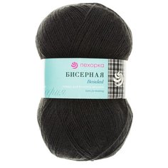 Пряжа Пехорка Бисерная, 100 % акрил, 100 г, 450 м, 5 шт., 02 черный